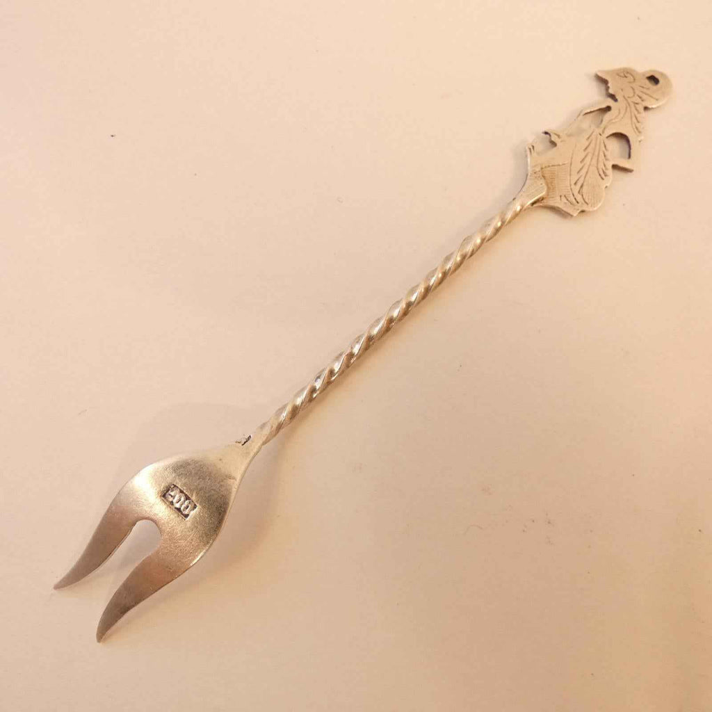 Wayang Kulit figure Pickle Fork, 800 Sterling Silver, 4.25" long - Shop Under The Cedar