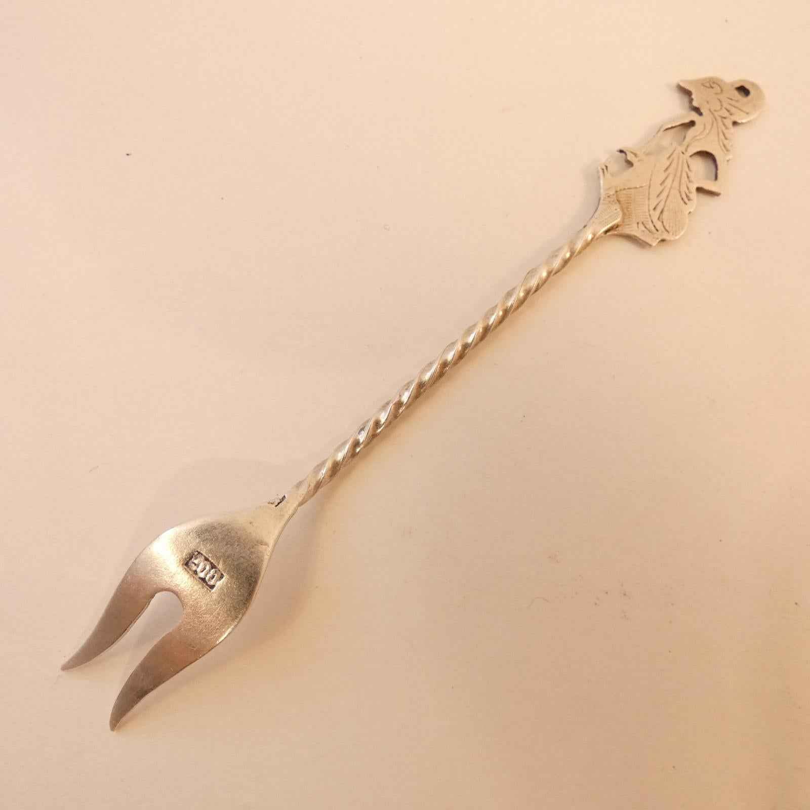 Wayang Kulit figure Pickle Fork, 800 Sterling Silver, 4.25" long - Shop Under The Cedar