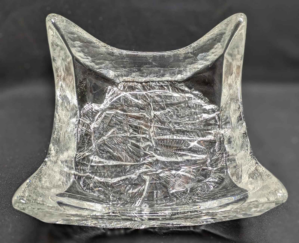 Vintage Iittala Square Glass Bowl With Ice Textured Base. - Shop Under The Cedar