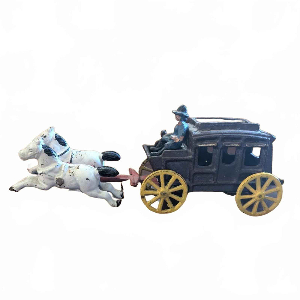 Vintage Horse-Drawn Stagecoach Toy with Driver - Shop Under The Cedar
