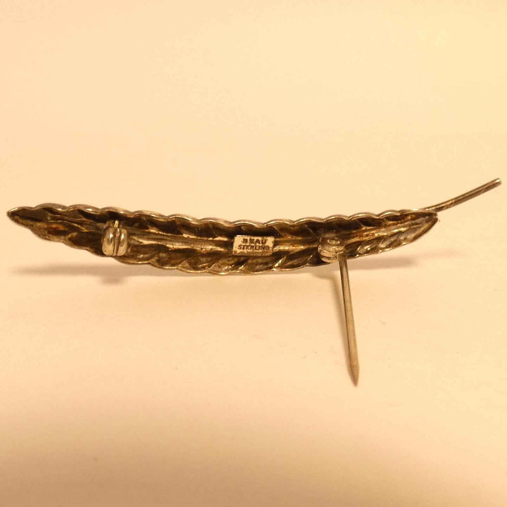 Sterling Silver Vintage BEAU Feather / Leaf Design Pin Brooch, 2.5in. - Shop Under The Cedar