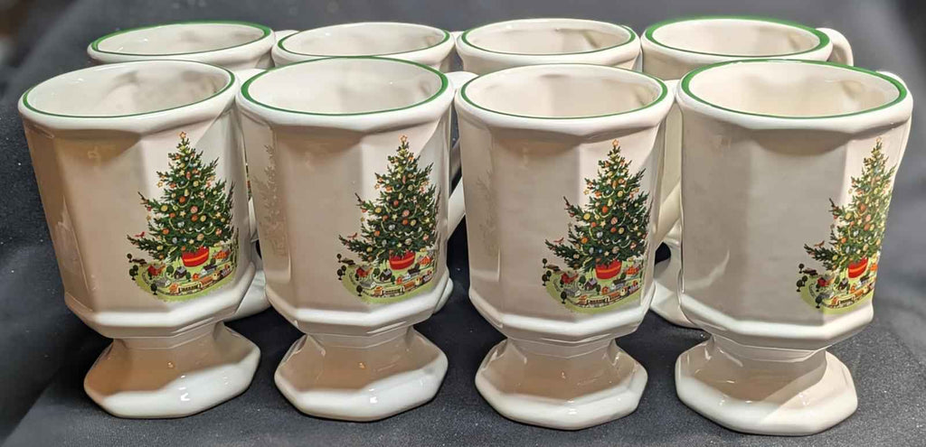 Set of 8 PFALTZGRAFF Christmas Tree HERITAGE Footed Pedestal Mugs Irish Coffee - Shop Under The Cedar