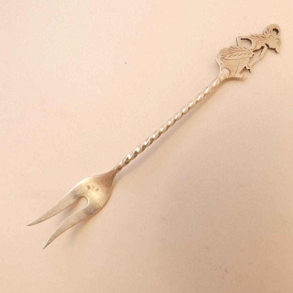 Wayang Kulit figure Pickle Fork, 800 Sterling Silver, 4.25" long - Shop Under The Cedar