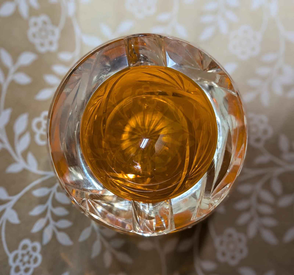 Mid-Century lead crystal and orange ashtray/trinket dish - Shop Under The Cedar