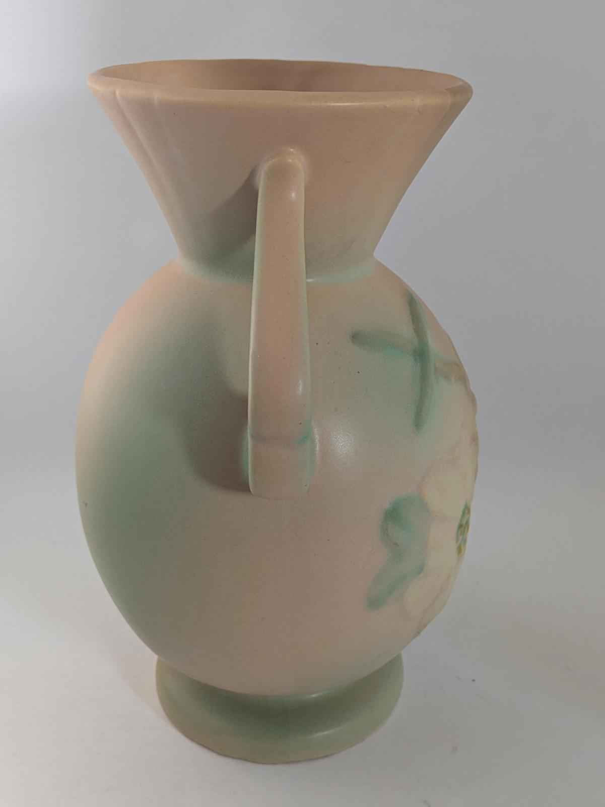 Antique Weller Pottery Matte Pink Green Wild Rose Ceramic Urn Vase Large.  9.75" Tall, 8"wide - Shop Under The Cedar