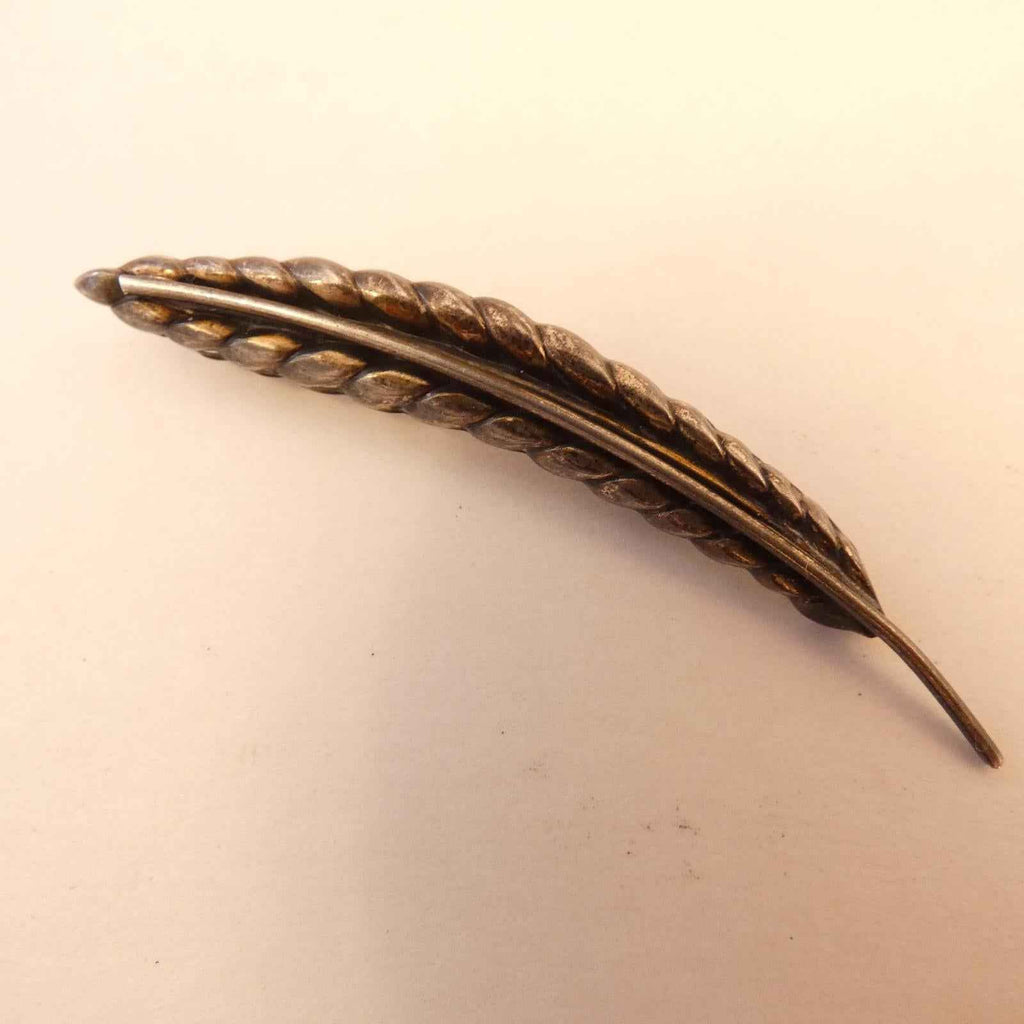 Sterling Silver Vintage BEAU Feather / Leaf Design Pin Brooch, 2.5in. - Shop Under The Cedar