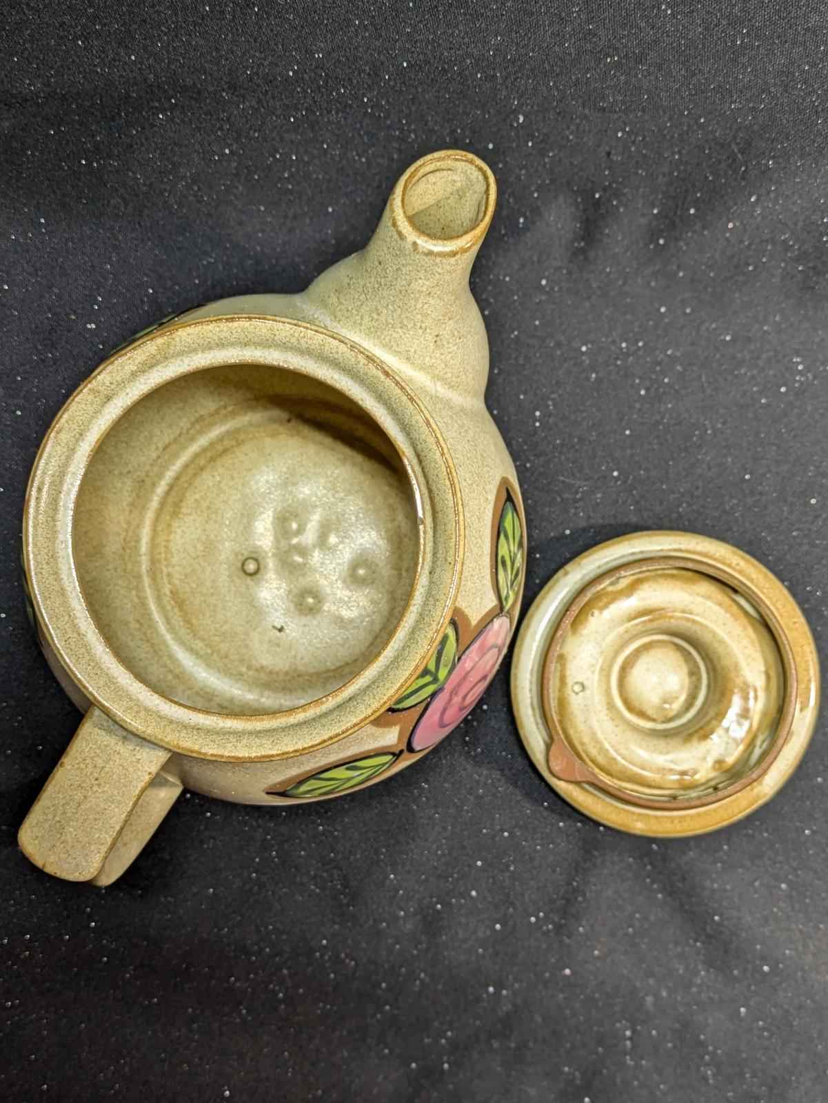 Vintage stoneware flower teapot made in Japan - Shop Under The Cedar