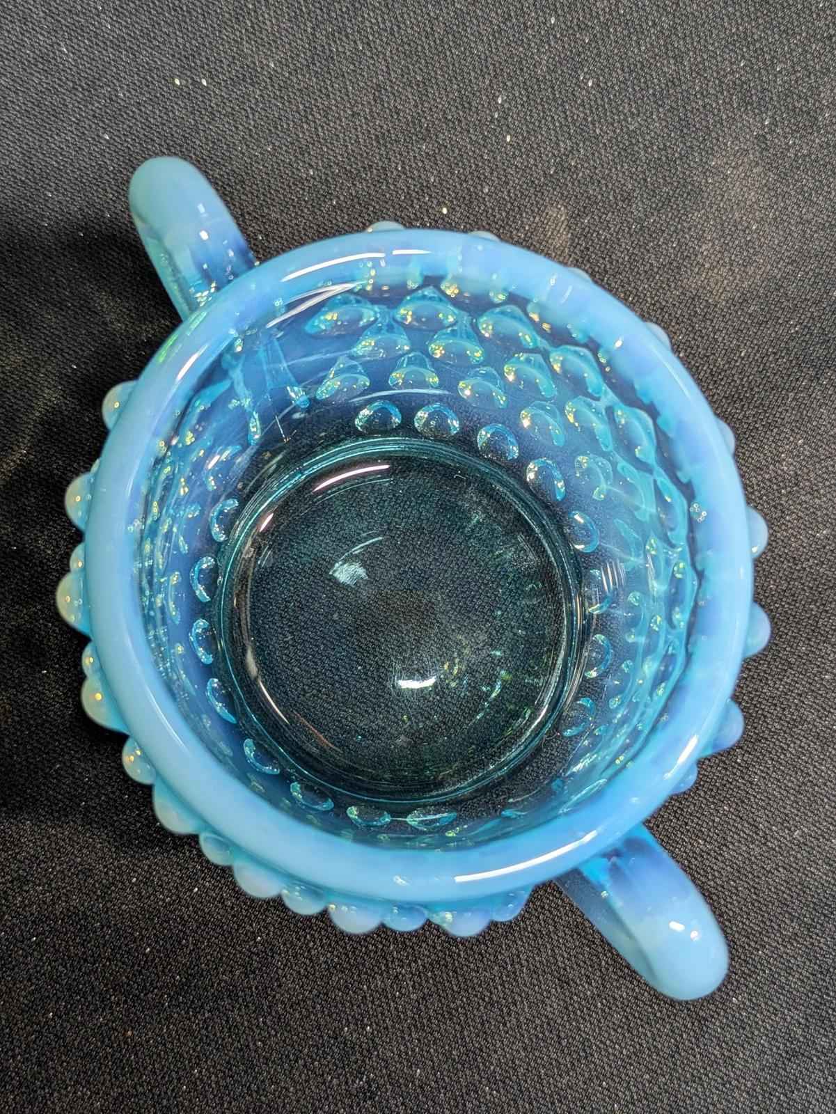 Vintage Fenton Blue Hobnail Glass Sugar & Creamer Set - Shop Under The Cedar