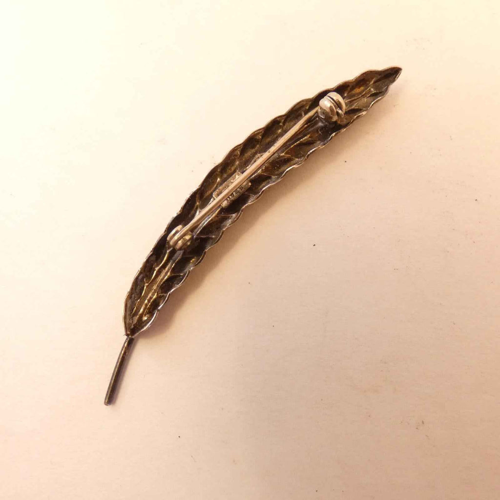 Sterling Silver Vintage BEAU Feather / Leaf Design Pin Brooch, 2.5in. - Shop Under The Cedar