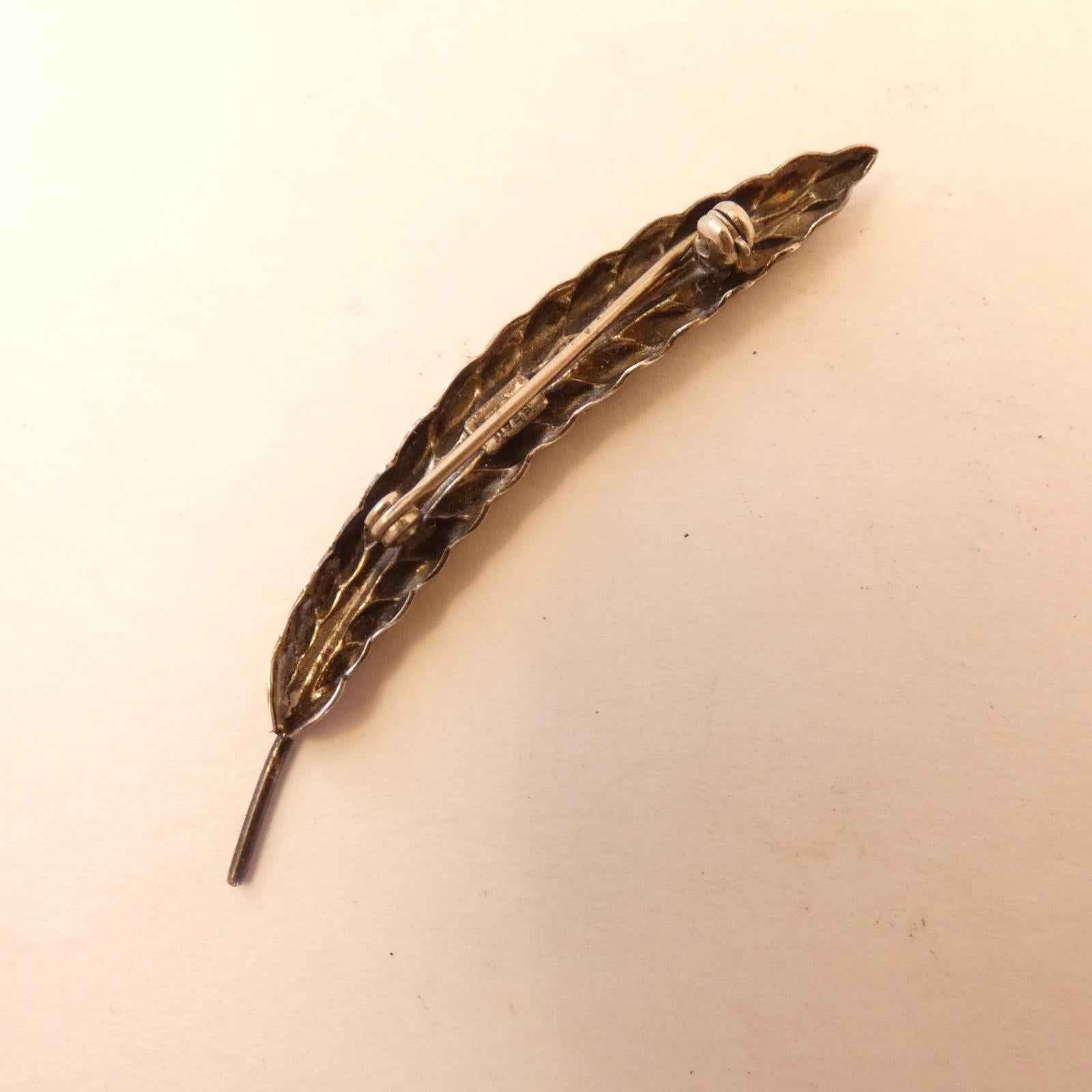 Sterling Silver Vintage BEAU Feather / Leaf Design Pin Brooch, 2.5in. - Shop Under The Cedar