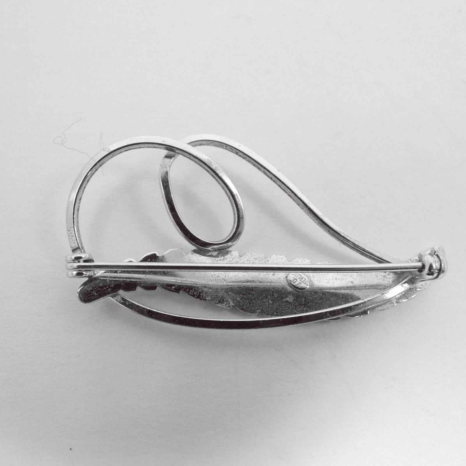 Vintage Van Dell Sterling Plume Slender Feather/Leaf Brooch Pin 1.75" long - Shop Under The Cedar