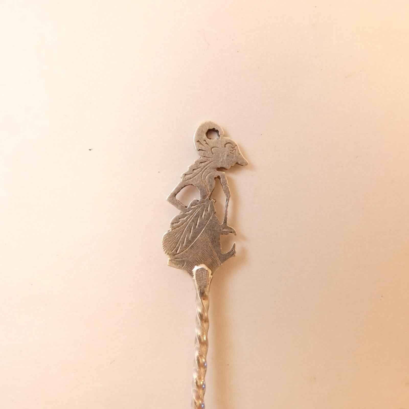 Wayang Kulit figure Pickle Fork, 800 Sterling Silver, 4.25" long - Shop Under The Cedar