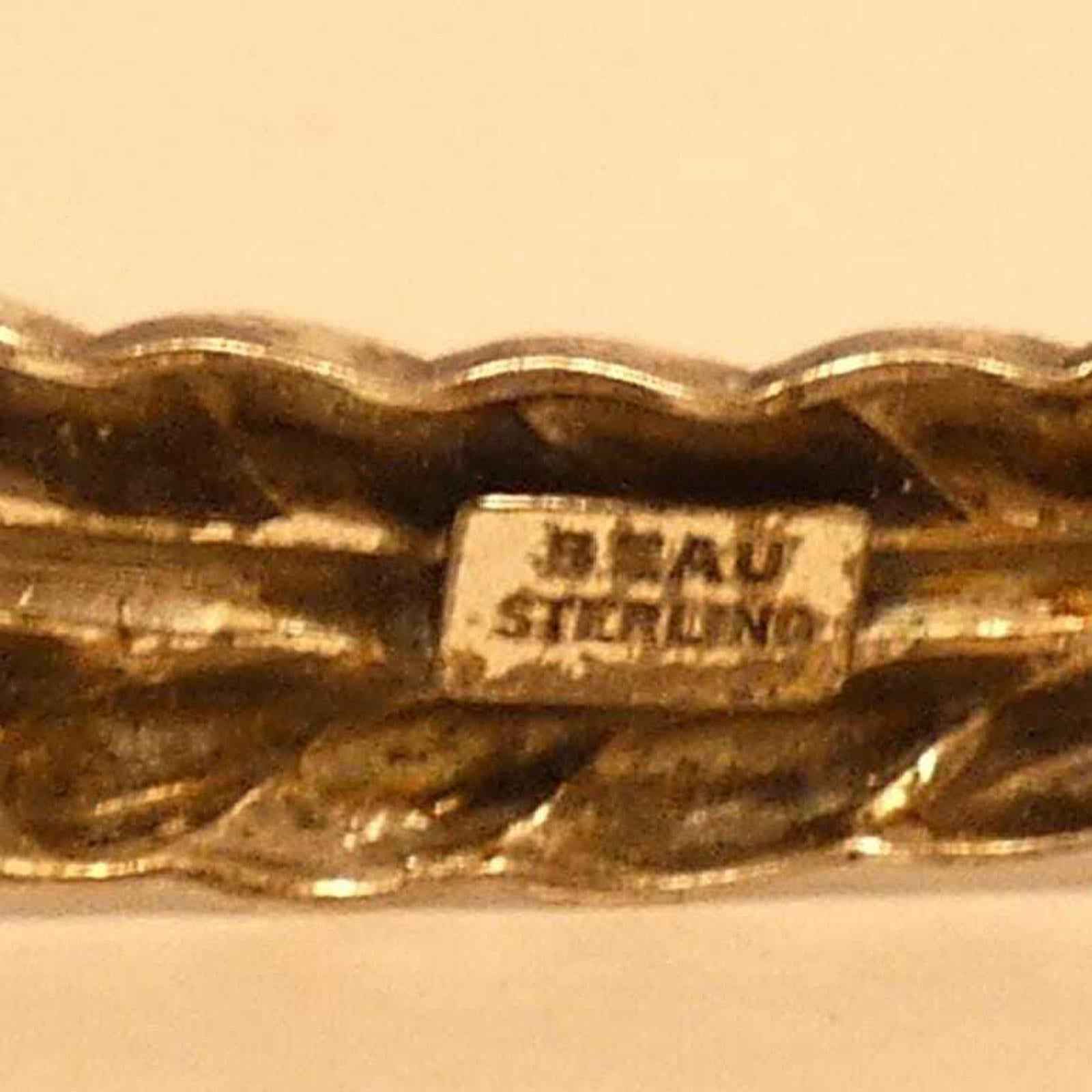 Sterling Silver Vintage BEAU Feather / Leaf Design Pin Brooch, 2.5in. - Shop Under The Cedar