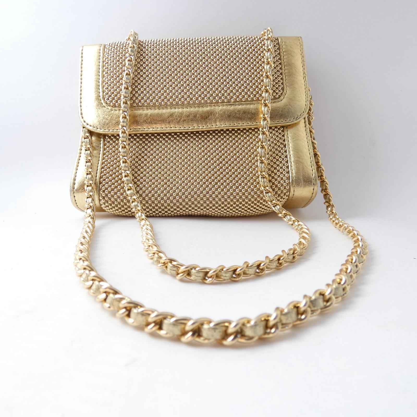 Whiting Davis International Gold Metal Mesh Structured Crossbody/Clutch with - Shop Under The Cedar