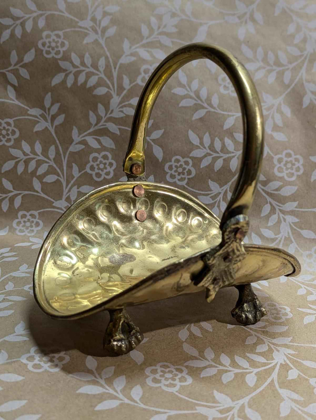 Vintage hammered brass miniature log holder - Shop Under The Cedar