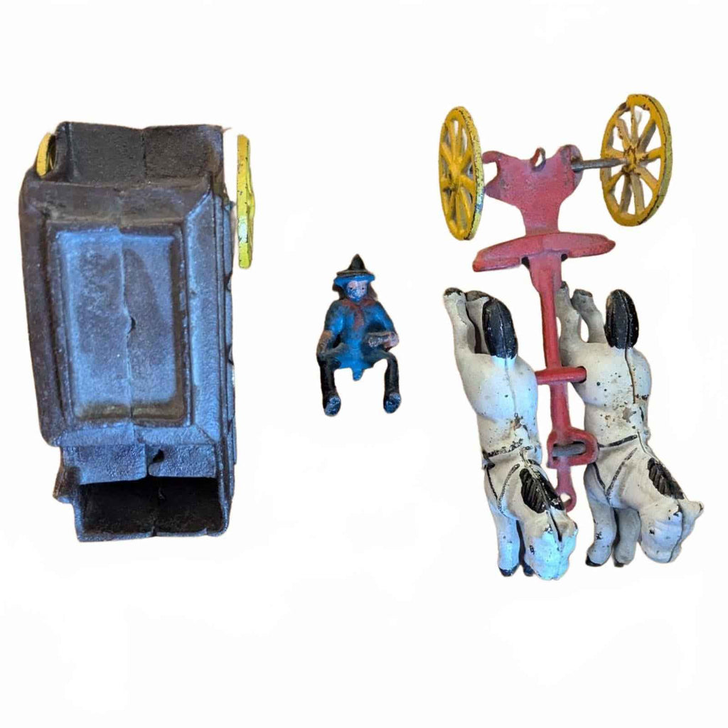 Vintage Horse-Drawn Stagecoach Toy with Driver - Shop Under The Cedar