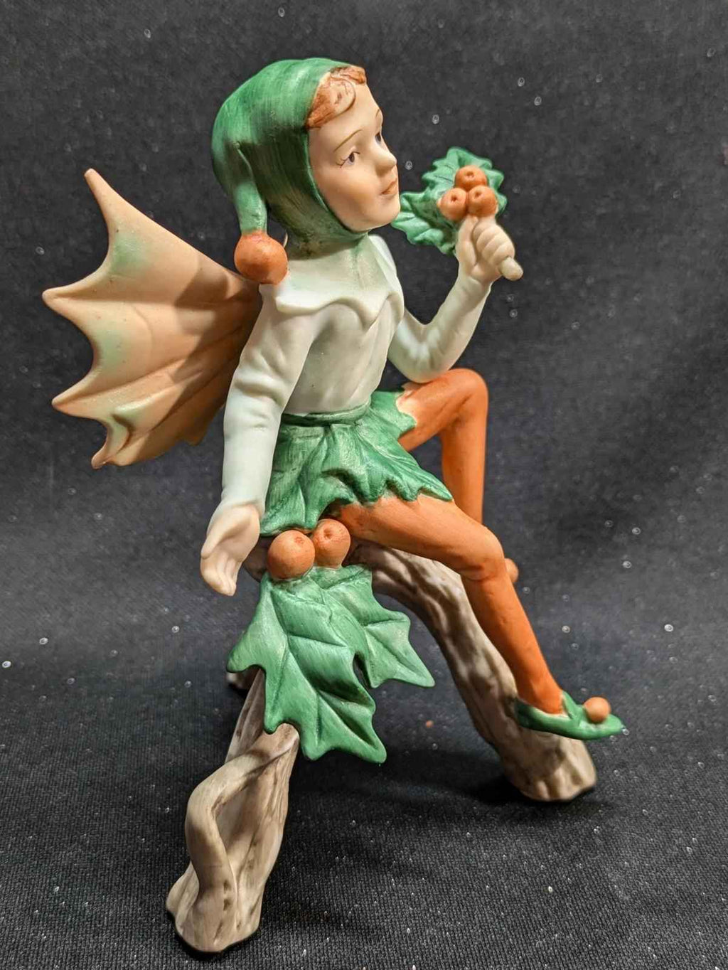 Delightful Porcelain Holly Fairy Figurine from the Cicely Mary Barker Flower Fairies™ Collection made in 1988 - Shop Under The Cedar