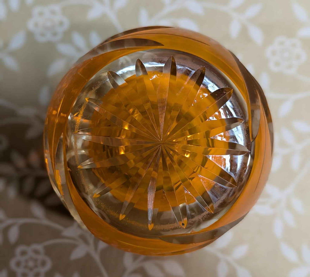 Mid-Century lead crystal and orange ashtray/trinket dish - Shop Under The Cedar