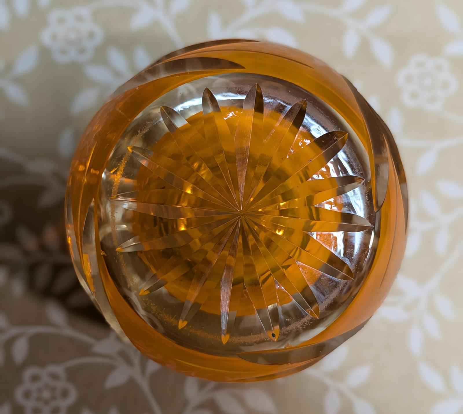 Mid-Century lead crystal and orange ashtray/trinket dish - Shop Under The Cedar