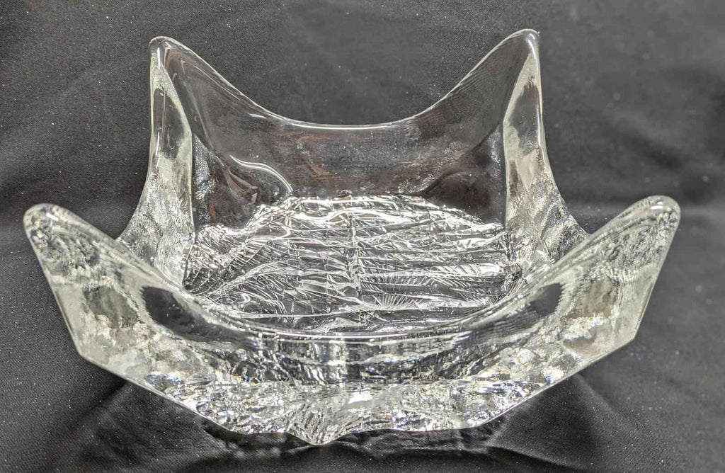 Vintage Iittala Square Glass Bowl With Ice Textured Base. - Shop Under The Cedar