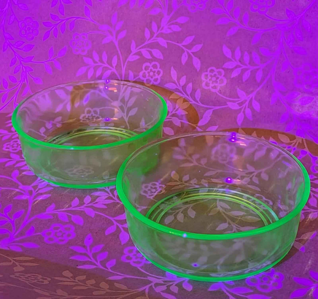 Vintage uranium glass berry bowls - Shop Under The Cedar