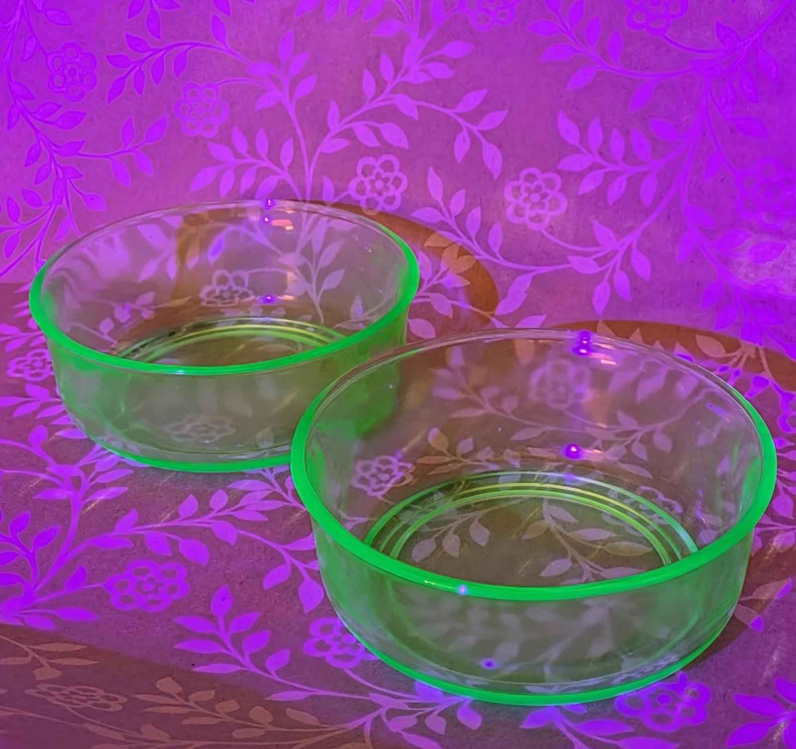 Vintage uranium glass berry bowls - Shop Under The Cedar