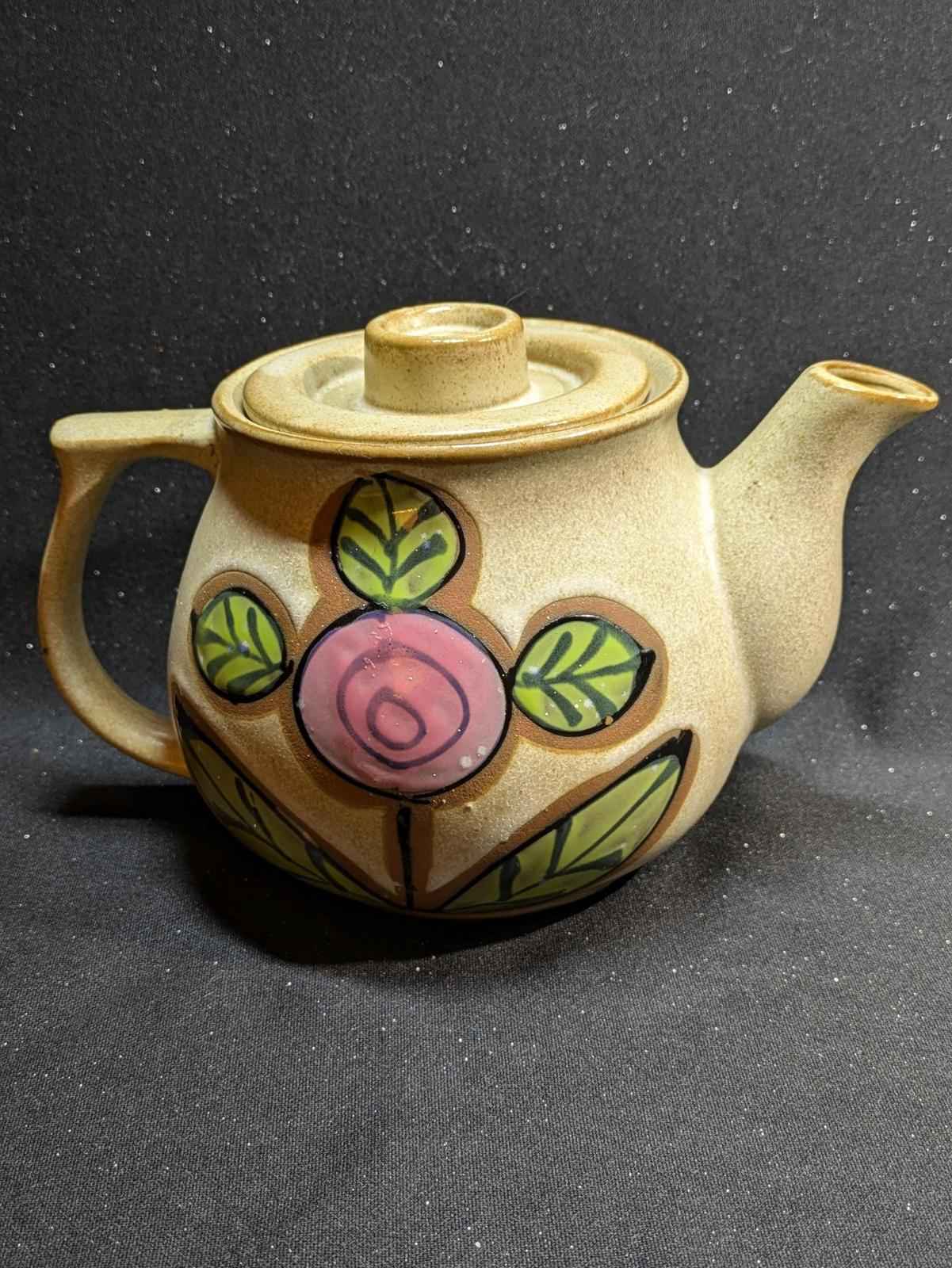 Vintage stoneware flower teapot made in Japan - Shop Under The Cedar