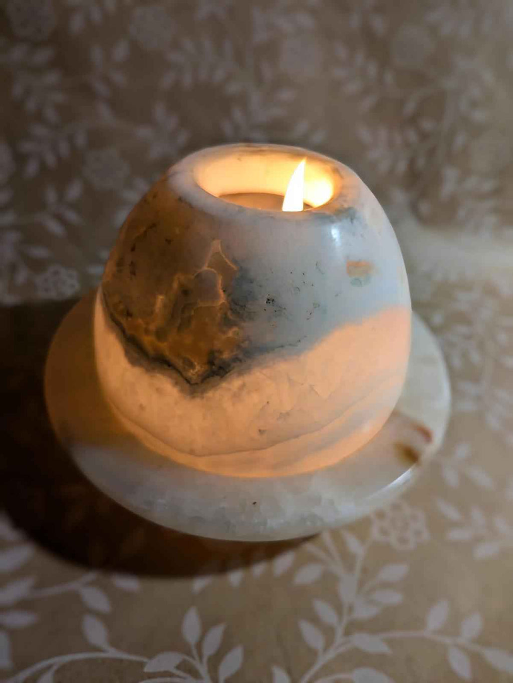 Alabaster Stone Candle Holder Cup Hand Carved - Shop Under The Cedar
