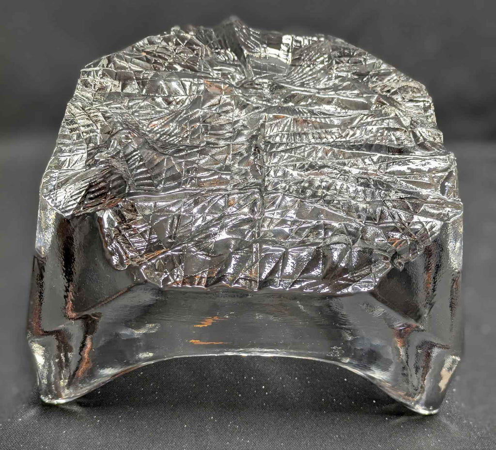 Vintage Iittala Square Glass Bowl With Ice Textured Base. - Shop Under The Cedar