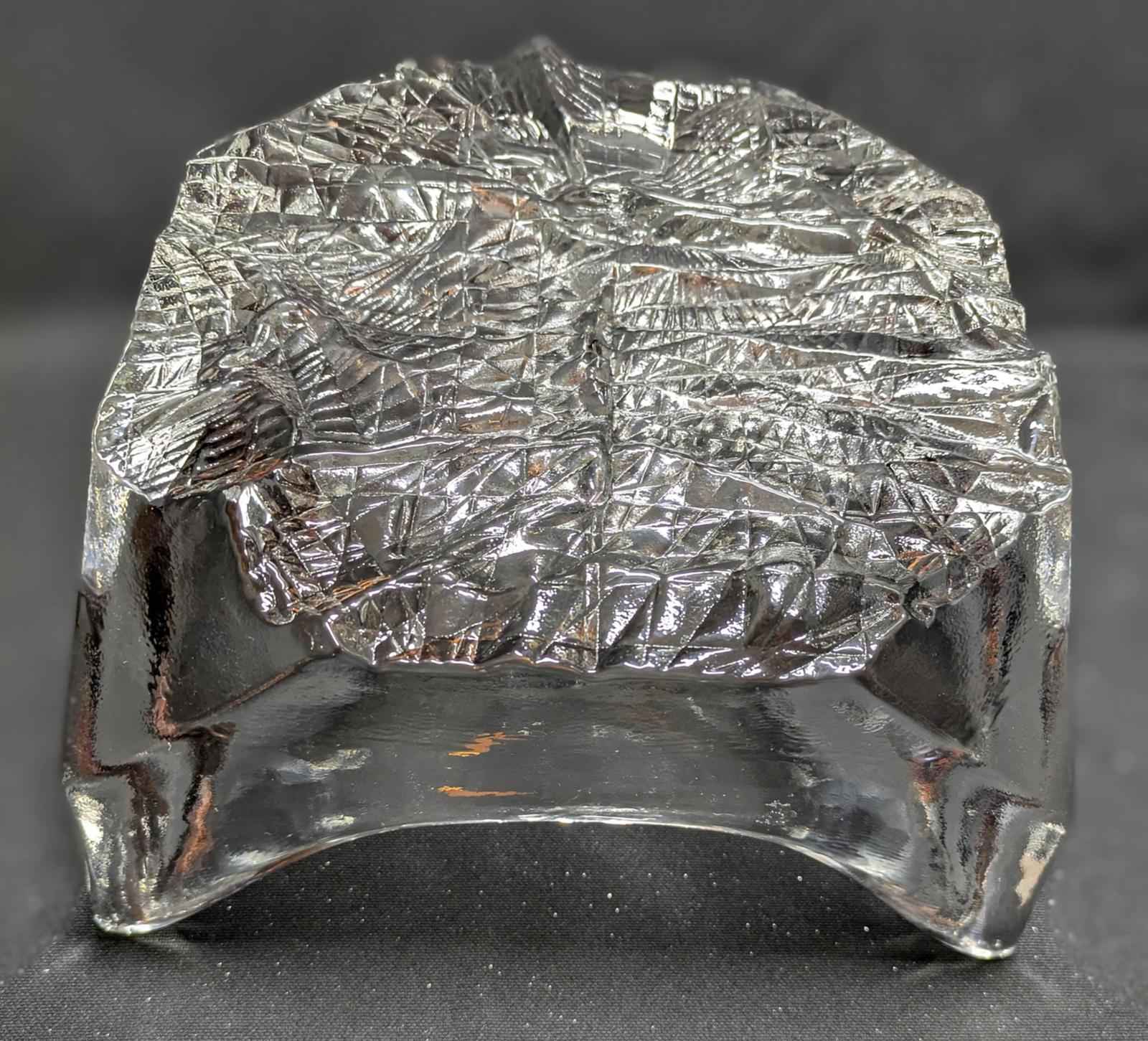 Vintage Iittala Square Glass Bowl With Ice Textured Base. - Shop Under The Cedar