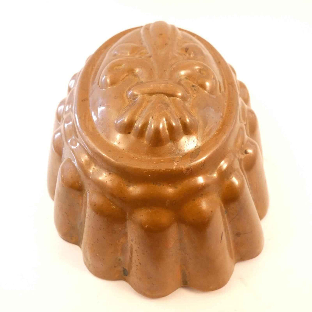 Samarius Copper fleur de lis aspic mold made in Shelton Conn. 1920's 6.5in x - Shop Under The Cedar