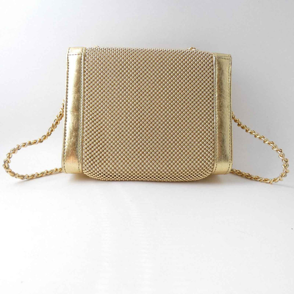 Whiting Davis International Gold Metal Mesh Structured Crossbody/Clutch with - Shop Under The Cedar