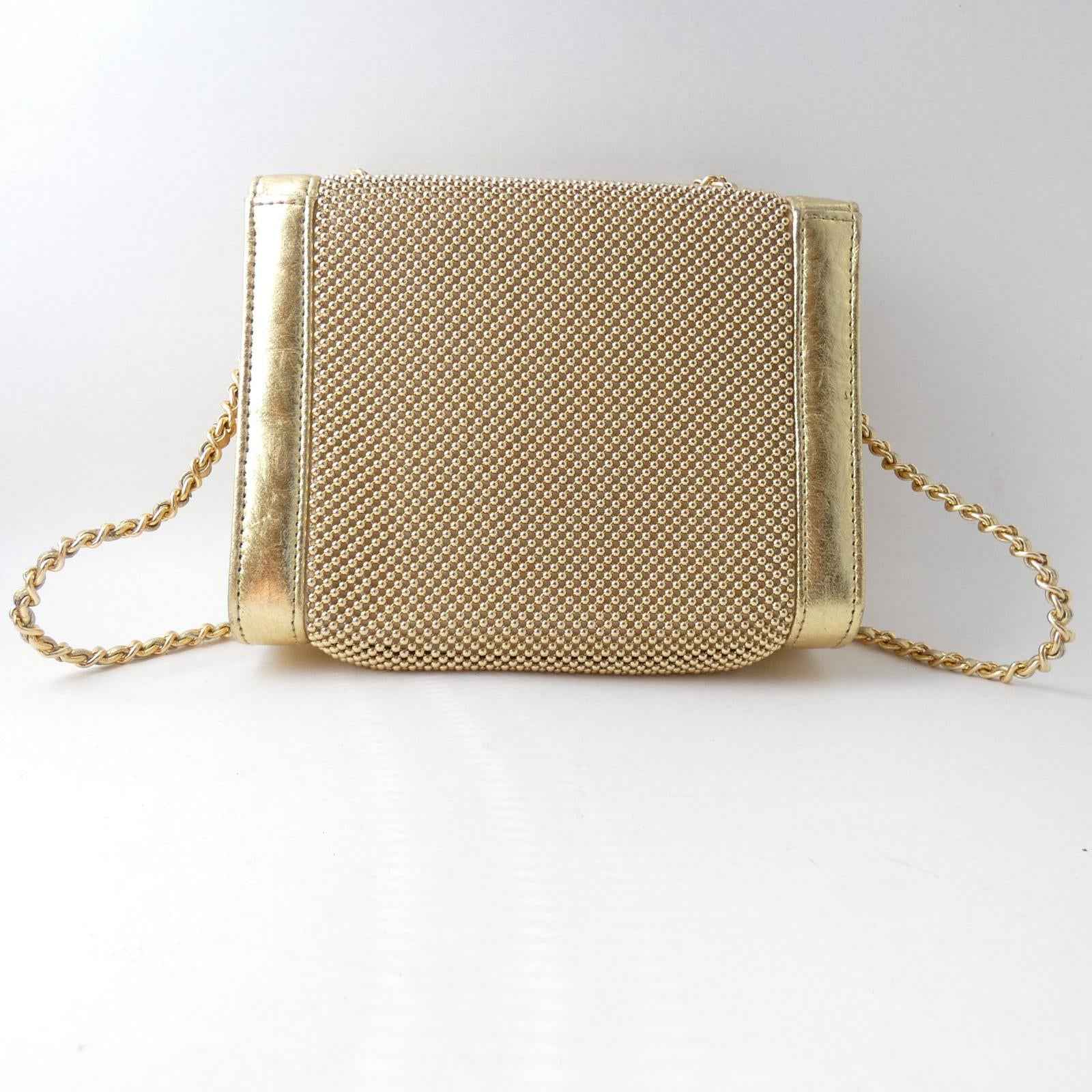 Whiting Davis International Gold Metal Mesh Structured Crossbody/Clutch with - Shop Under The Cedar