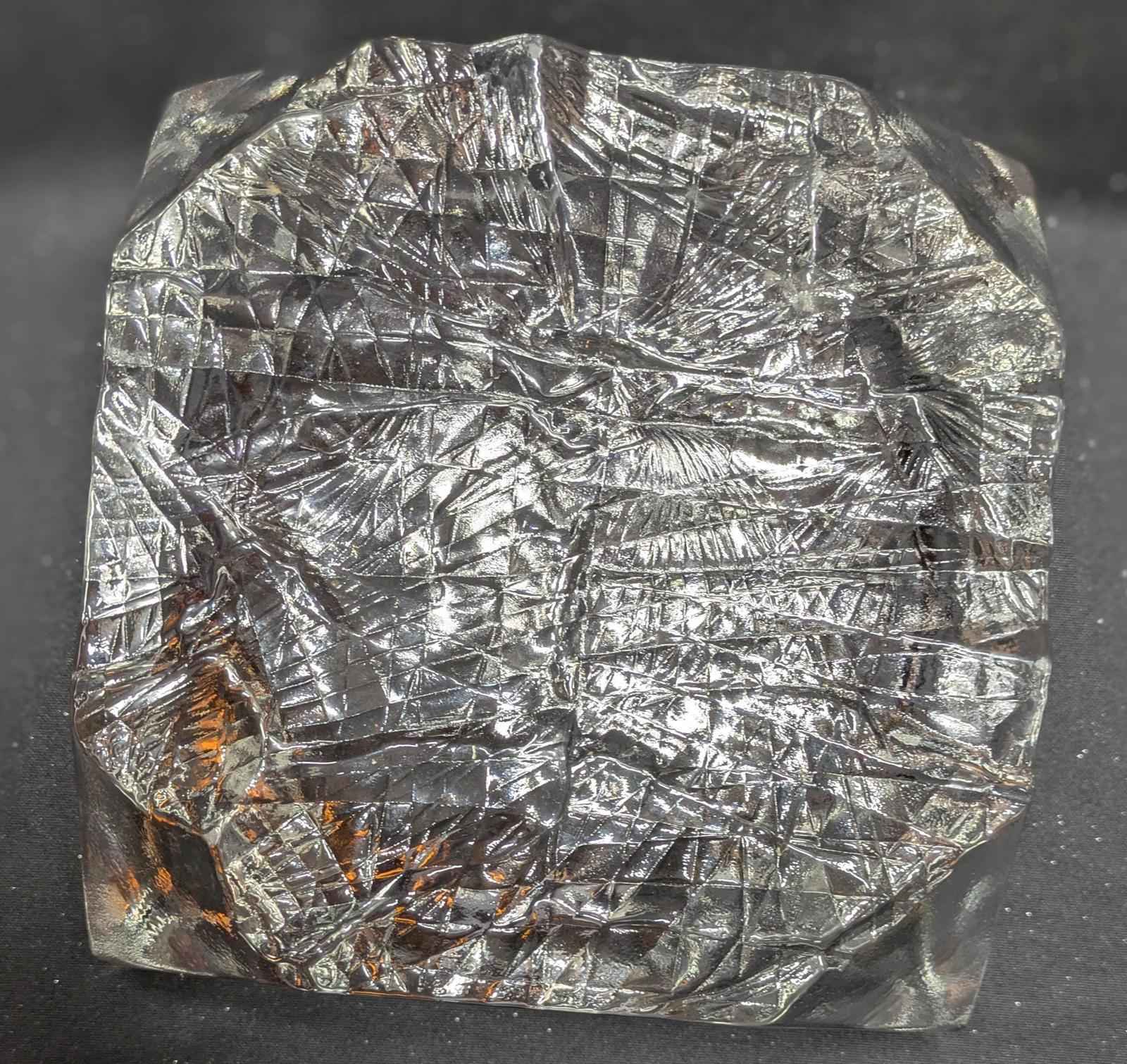 Vintage Iittala Square Glass Bowl With Ice Textured Base. - Shop Under The Cedar