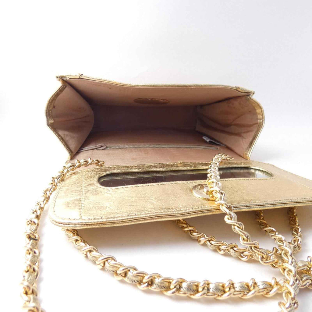 Whiting Davis International Gold Metal Mesh Structured Crossbody/Clutch with - Shop Under The Cedar