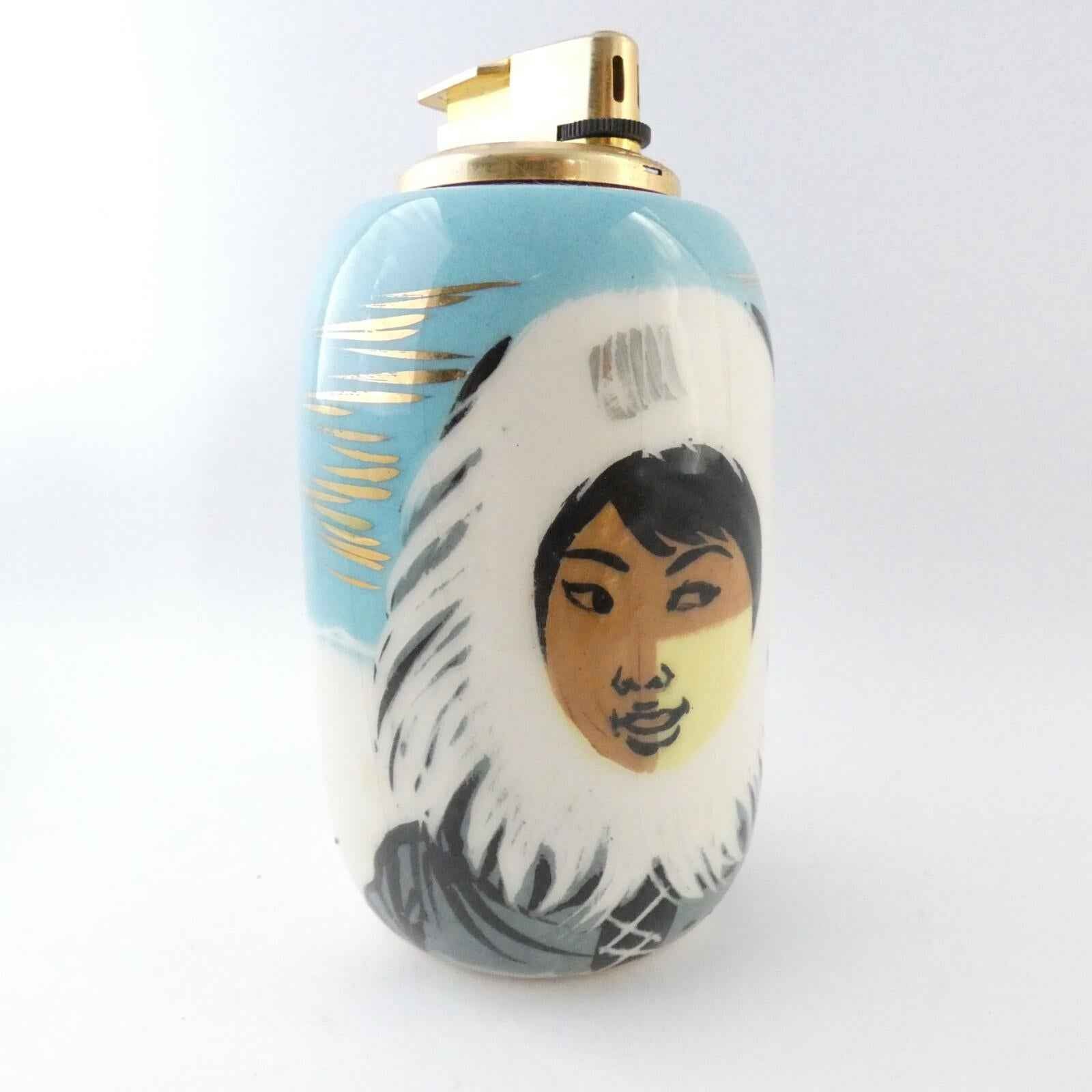 Vintage Matthew Adams Eskimo Ashtray and Lighter Set, Signed, MCM - Shop Under The Cedar