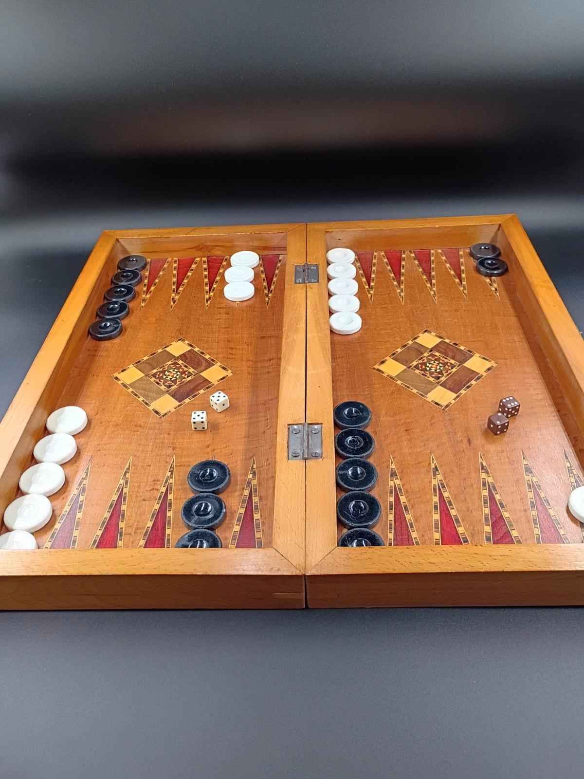 Handmade Wooden Inlaid Backgammon Set 19 In X 10 In X 3In Perfect Christmas Pres