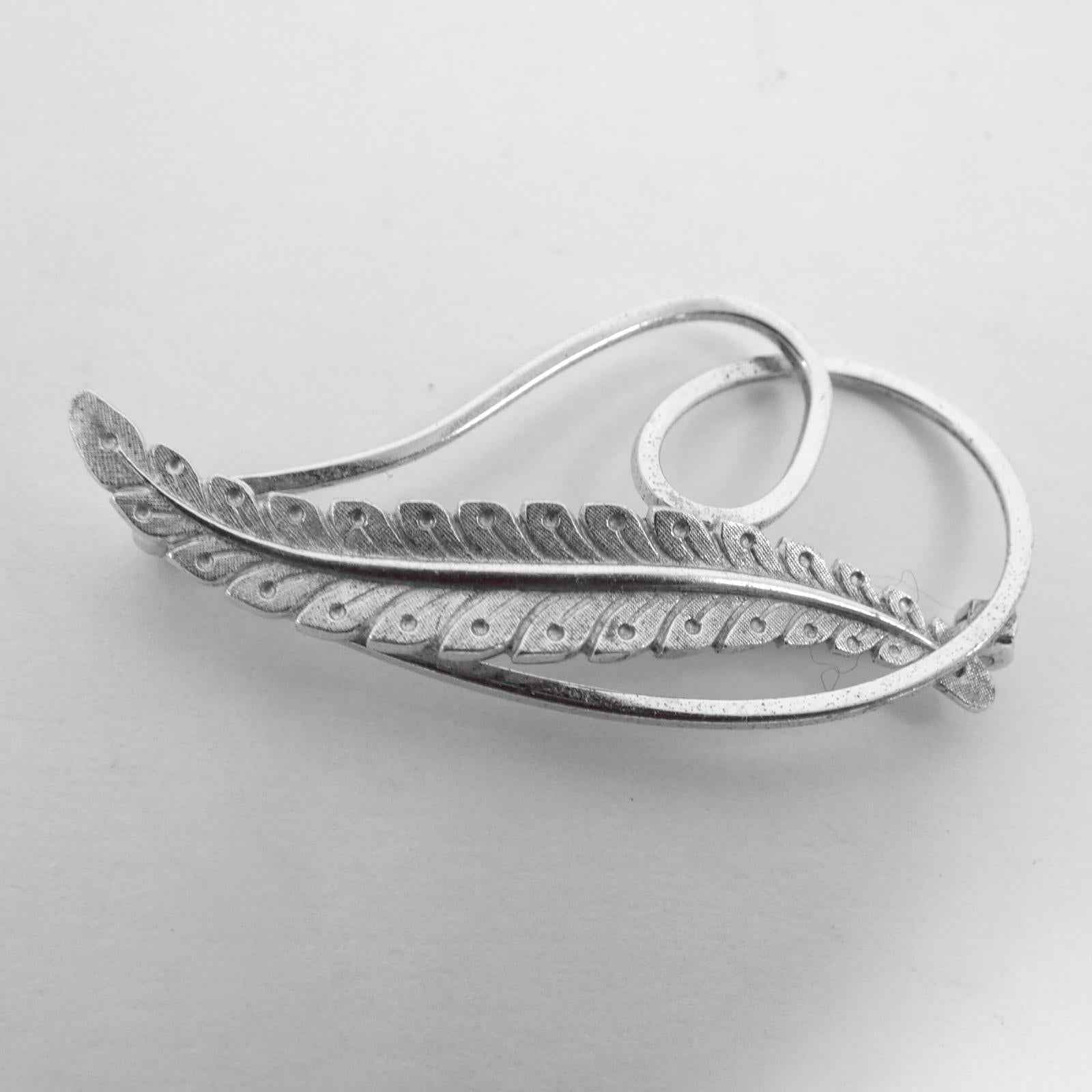 Vintage Van Dell Sterling Plume Slender Feather/Leaf Brooch Pin 1.75" long - Shop Under The Cedar