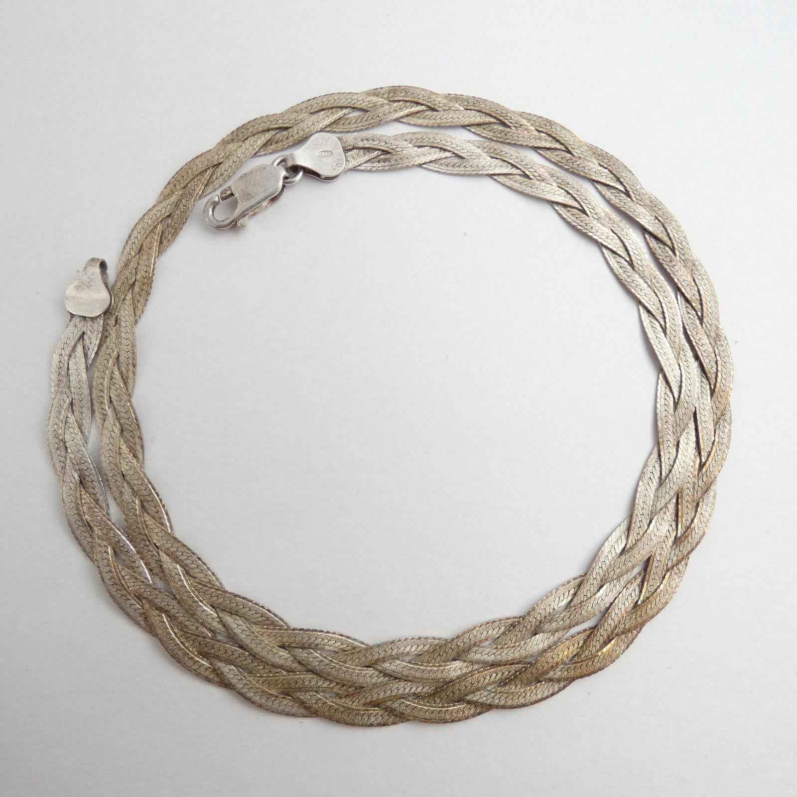 MILOR Sterling Silver 925 Wide Woven Necklace Made in Italy Fine Vintage - Shop Under The Cedar