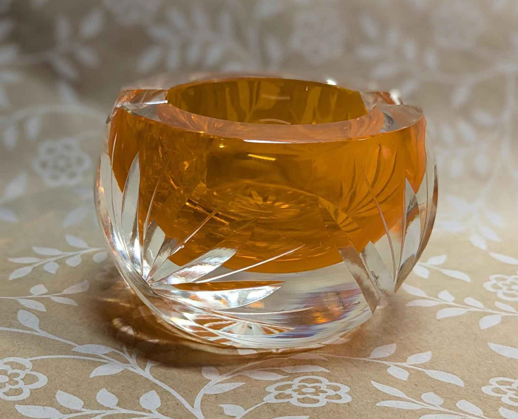 Mid-Century lead crystal and orange ashtray/trinket dish - Shop Under The Cedar