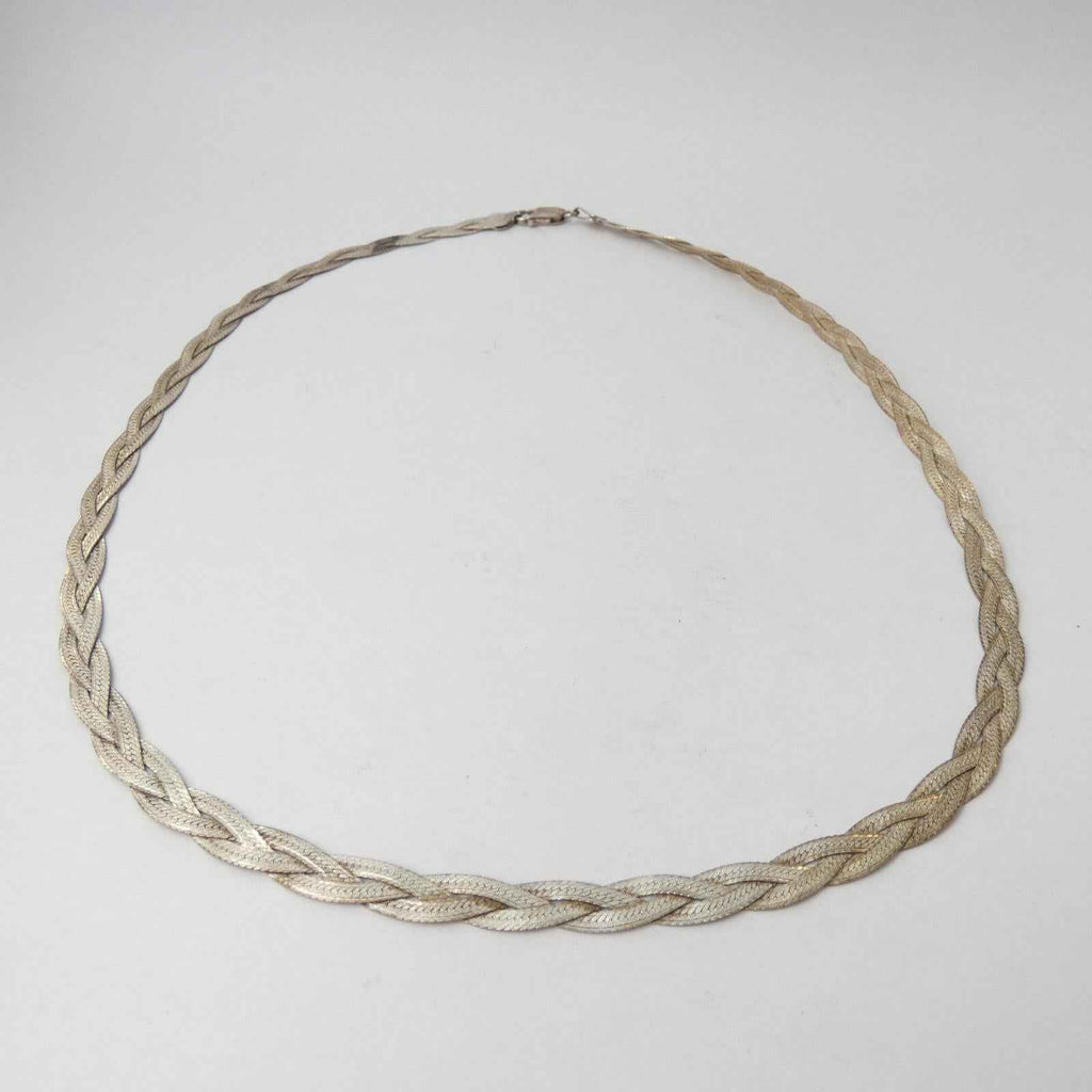 MILOR Sterling Silver 925 Wide Woven Necklace Made in Italy Fine Vintage - Shop Under The Cedar