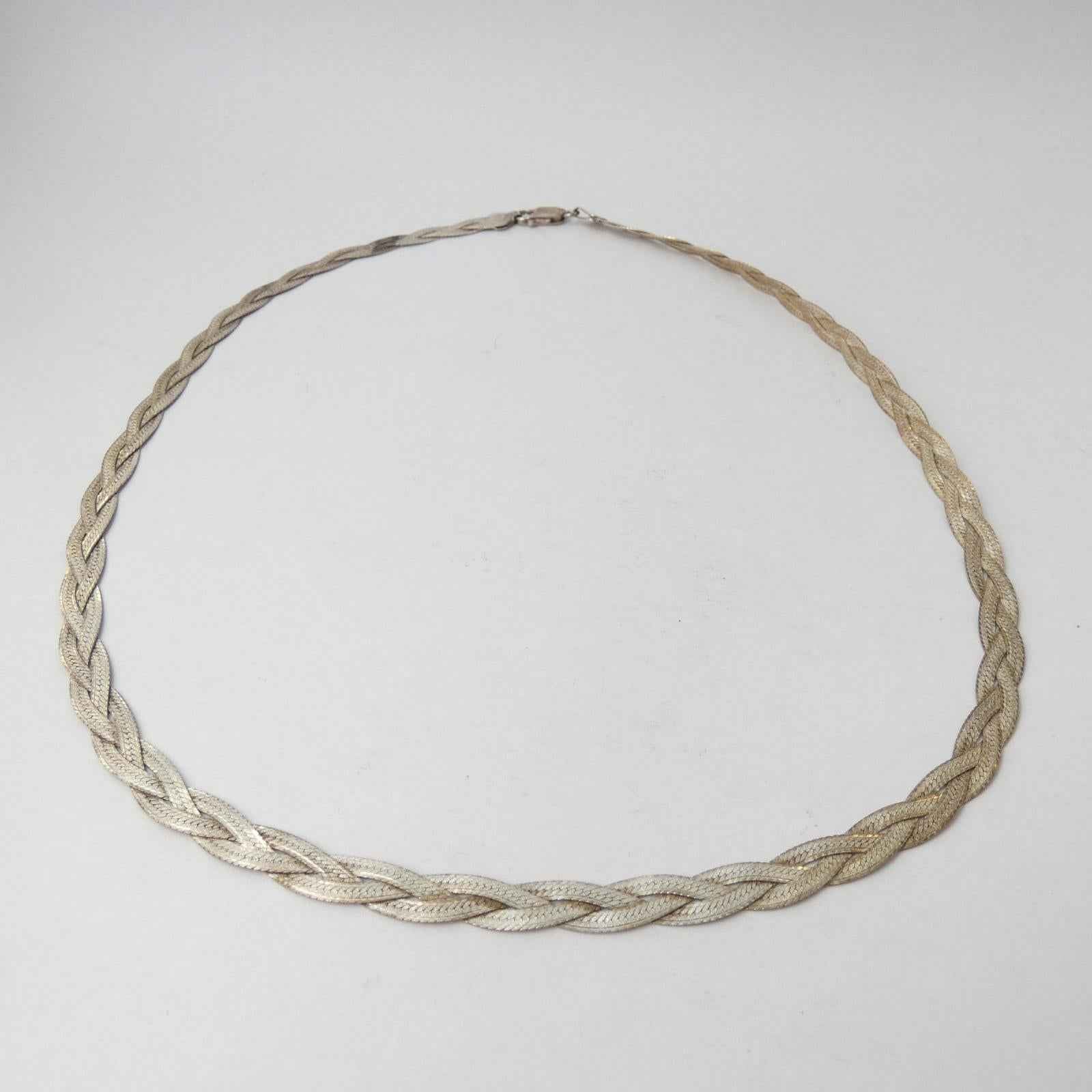 MILOR Sterling Silver 925 Wide Woven Necklace Made in Italy Fine Vintage - Shop Under The Cedar