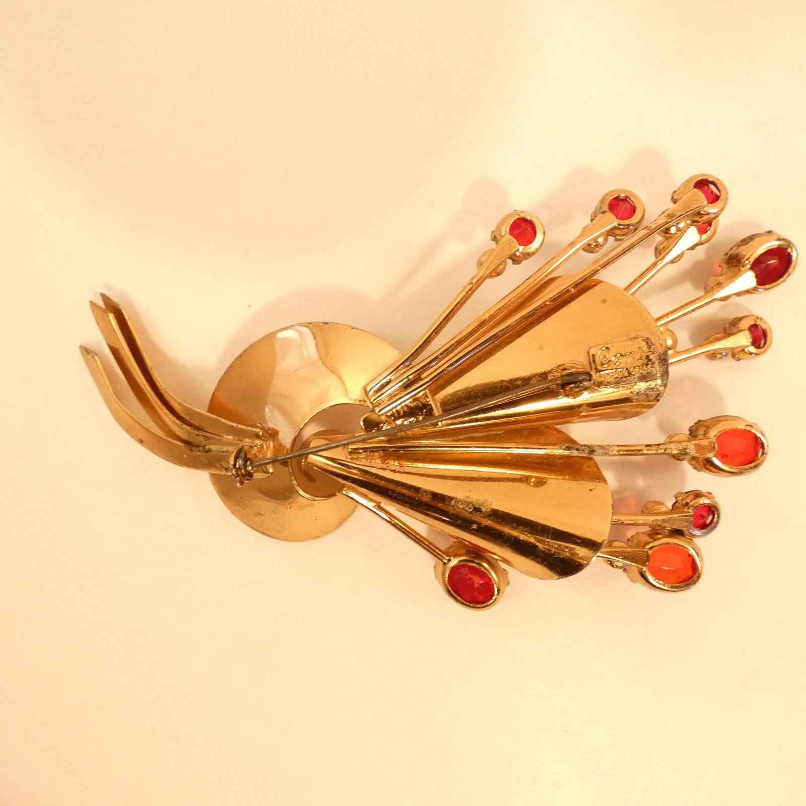 Vintage 1930s Coro Craft Floral Brooch Vermeil Sterling Silver, Rose Gold - Shop Under The Cedar