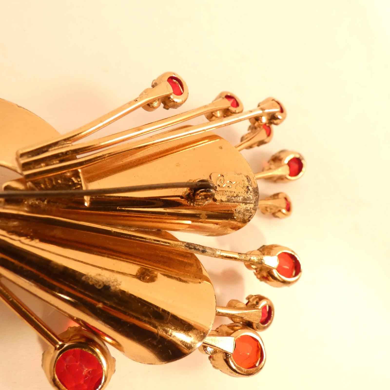 Vintage 1930s Coro Craft Floral Brooch Vermeil Sterling Silver, Rose Gold - Shop Under The Cedar