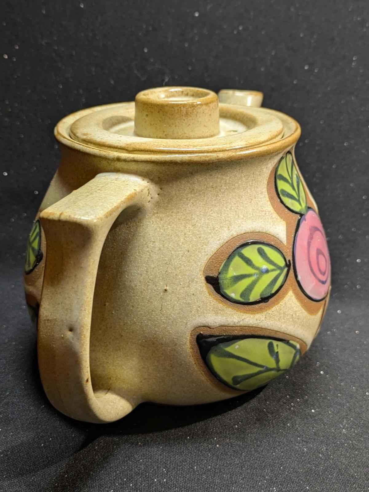Vintage stoneware flower teapot made in Japan - Shop Under The Cedar