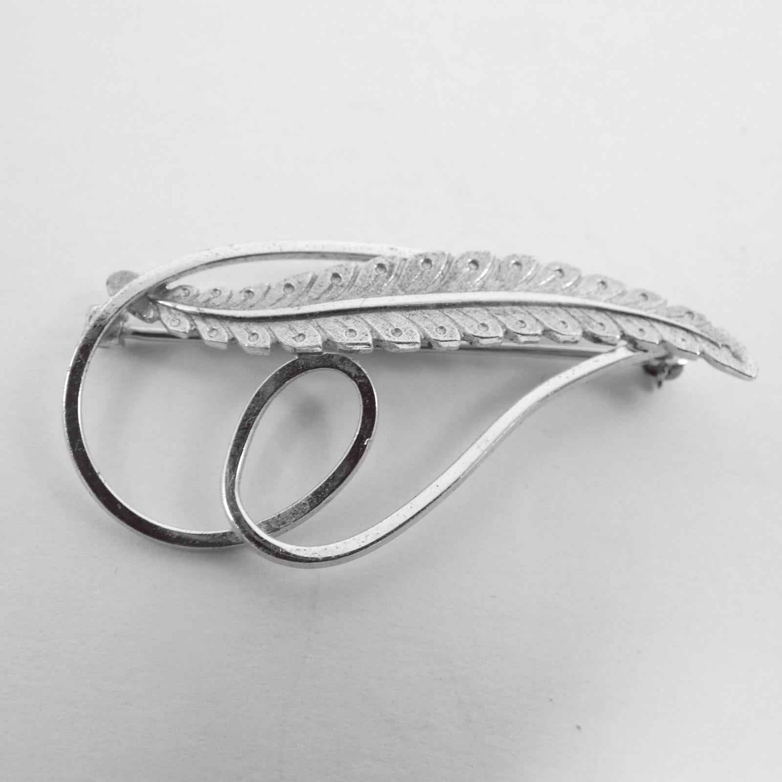 Vintage Van Dell Sterling Plume Slender Feather/Leaf Brooch Pin 1.75" long - Shop Under The Cedar