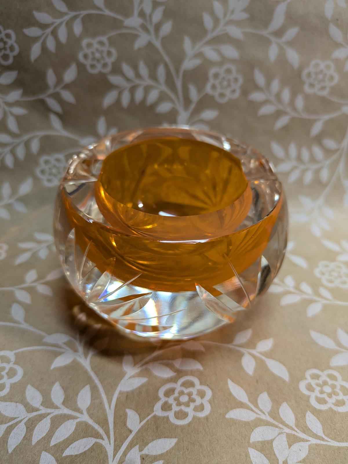 Mid-Century lead crystal and orange ashtray/trinket dish - Shop Under The Cedar