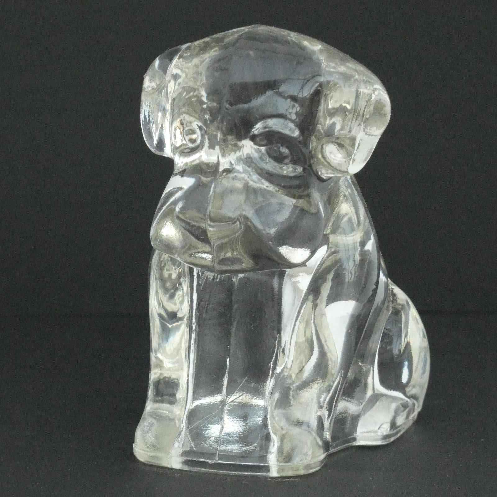 Vintage Hollow Sad Glass Dog Candy Container 1940's Refillable - Shop Under The Cedar