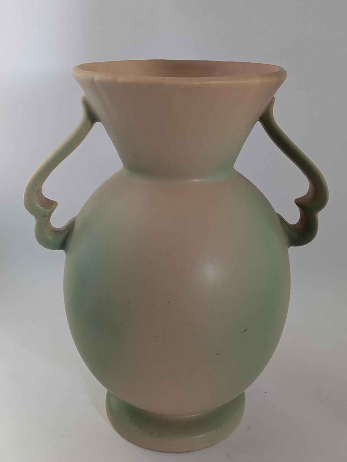 Antique Weller Pottery Matte Pink Green Wild Rose Ceramic Urn Vase Large.  9.75" Tall, 8"wide - Shop Under The Cedar