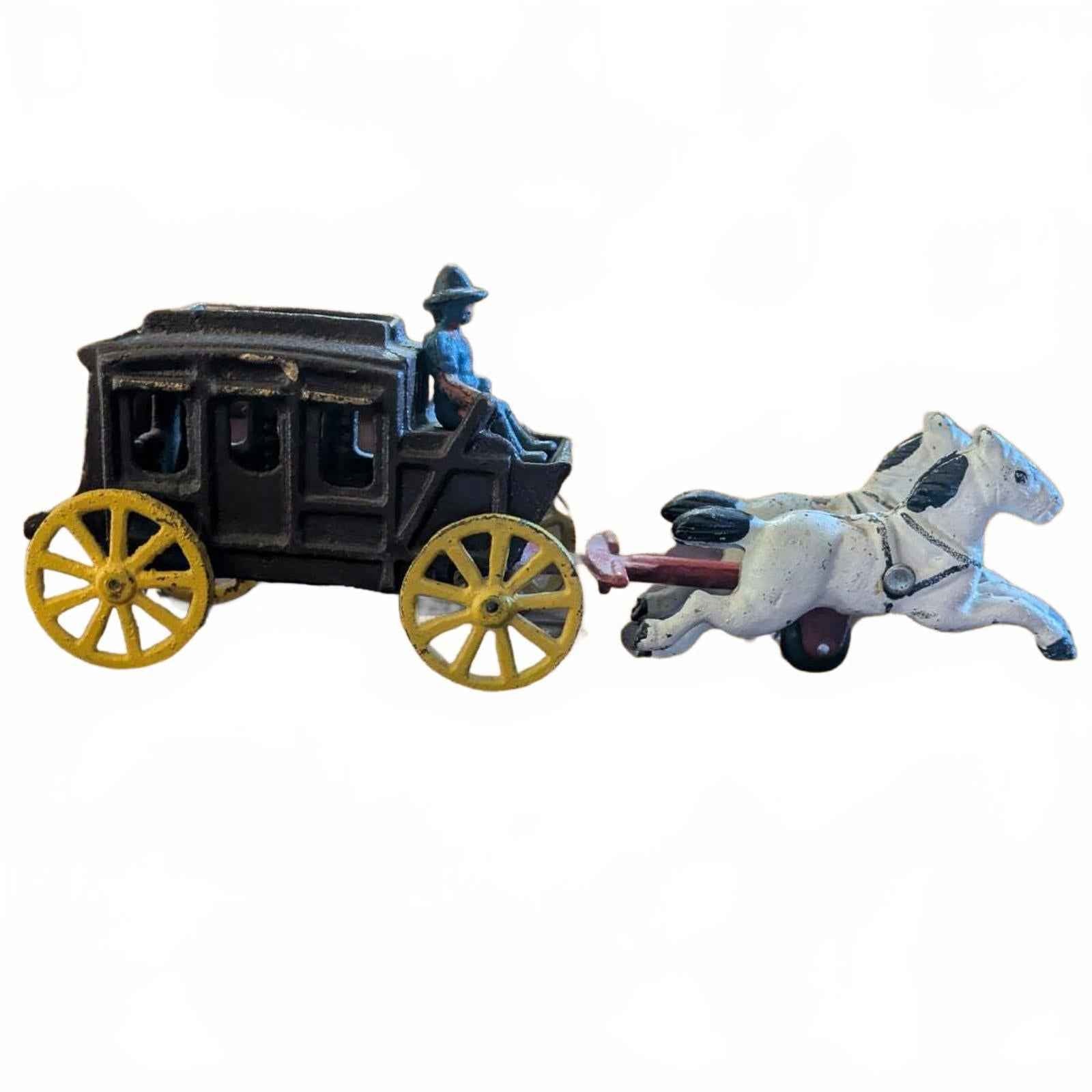 Vintage Horse-Drawn Stagecoach Toy with Driver - Shop Under The Cedar